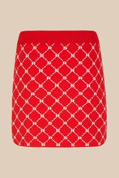 Women Jacquard Mini Skirt Red back view