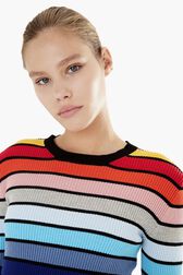 Multicolored Striped Long Sleeve Sweater Multico details view 1