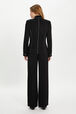 Satin-backed crepe suit jacket with rhinestone detailing Black back worn view