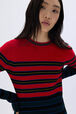 Striped knitted dress with stand-up collar Striped blue/red details view 2