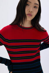 Striped knitted dress with stand-up collar Striped blue/red details view 2