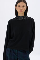 Merino wool sweater Black details view 1