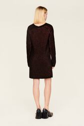 Robe courte lurex femme Raye noir/bronze vue portée de dos