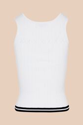 Top ajusté maille torsadée femme Blanc vue de dos