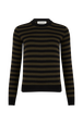 Striped Long-Sleeved Crew Neck Sweater Striped black/khaki front view