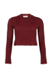 Bell Sleeve Crew-Neck Top Claret front view