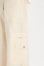 Pantalon cargo à rayures Pinstripes Ecru/rose vue de détail 1