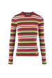 Women Multicolor Striped Sweater Multico emerald striped front view