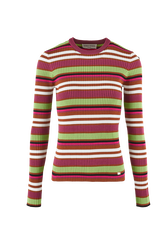 Pull rayé multicolore femme Multico raye emeraude vue de face
