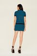 Women Poor Boy Striped Short Sleeve Sweater Striped black/pruss.blue back worn view