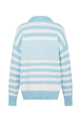 Striped cotton sailor sweater White/skyblue stripe back view