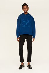 Women Cotton Jersey Hoodie Prussian blue details view 2
