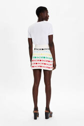 Jupe courte rayée multicolore femme Multico blanc vue portée de dos