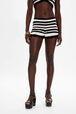 Women Two-Colour Openwork Striped Shorts Black/ecru details view 1