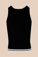 Top ajusté maille torsadée femme Noir vue de dos