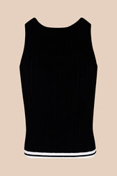 Top ajusté maille torsadée femme Noir vue de dos