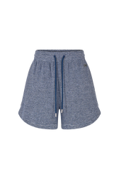 Short en coton éponge fine rayures Raye blanc / bleu vue de face