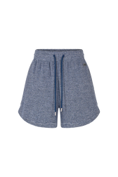 Short en coton éponge fine rayures Raye blanc / bleu vue de face