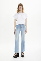 T-shirt coton multicolore signature femme Blanc vue portée de face