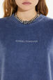 T-shirt manches courtes en velours Bleu gris vue de détail 1