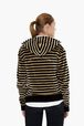 Pull à capuche velours femme Raye noir/kaki vue portée de dos