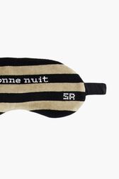 Women Velvet Night Mask Striped black/khaki details view 1