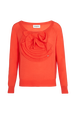 Pull laine mérinos fleur en relief femme Corail vue de face