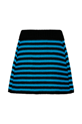 Women Big Poor Boy Striped A-line Skirt Striped black/pruss.blue back view