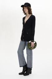 Long-Sleeved V-Neck Cardigan Black details view 1