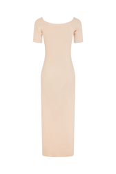 Robe longue col bateau détail fleur Vanilla vue de dos