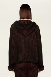 Hoodie lurex femme Raye noir/bronze vue portée de dos
