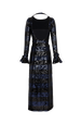 Robe longue dos nu en sequins rayés Silver/navy vue de dos