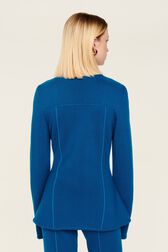 Women Milano Knitted Jacket Prussian blue back worn view