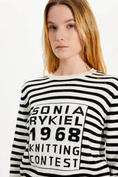 Women Black and White Striped Jumper Black/ecru details view 2