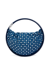 Sac Domino médium en denim et studs Bleu studs vue de face