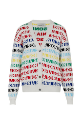 Cardigan rayé multicolore femme Multico blanc vue de face