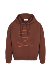 Sweat à capuche jersey de coton femme Chocolat vue de face