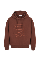 Women Cotton Jersey Hoodie Chocolate front view