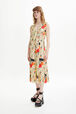 Women Cherry Print Twill Midi Dress Baby yellow details view 1