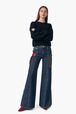 Pantalon large en denim Baby blue vue portée de face
