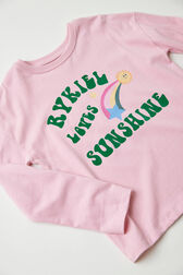 Long-Sleeved Oversized Printed Girl T-shirt Pink details view 1