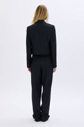 Veste courte tailleur en laine froide Noir vue portée de dos