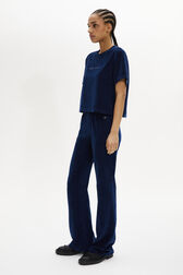 Short-Sleeved Velvet T-Shirt Blue duck details view 1