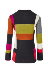 Women Multicolor Baby Alpaca Long Sweater Multico crea back view