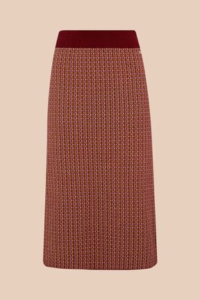 Women Geometric Print Midi Skirt Brun front view