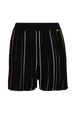 Women Multicolor Striped Pleated Shorts Black front view
