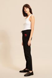 Women Mouth Print Jogging Pants Black details view 1