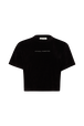 Short-Sleeved Velvet T-Shirt Black front view