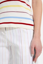 Women Picot Multicolor Striped Tank Top Multico white striped details view 2