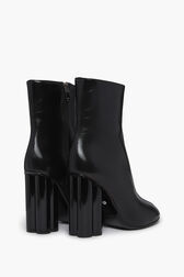 Black Metallic Leather Ankle Boots Black back view